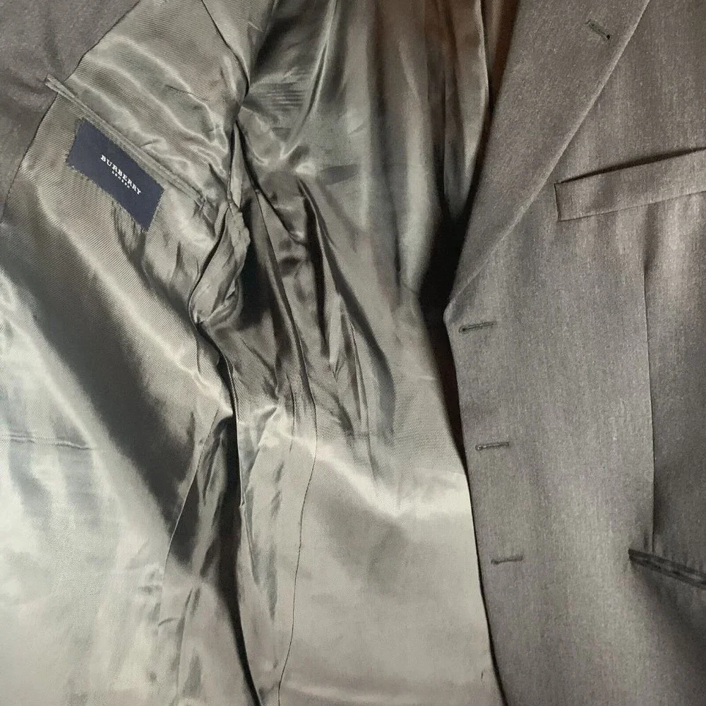 Burberry Blazer Jacket Men's 43 L Gray Wool Single Breasted Notch Lapel 8252‎